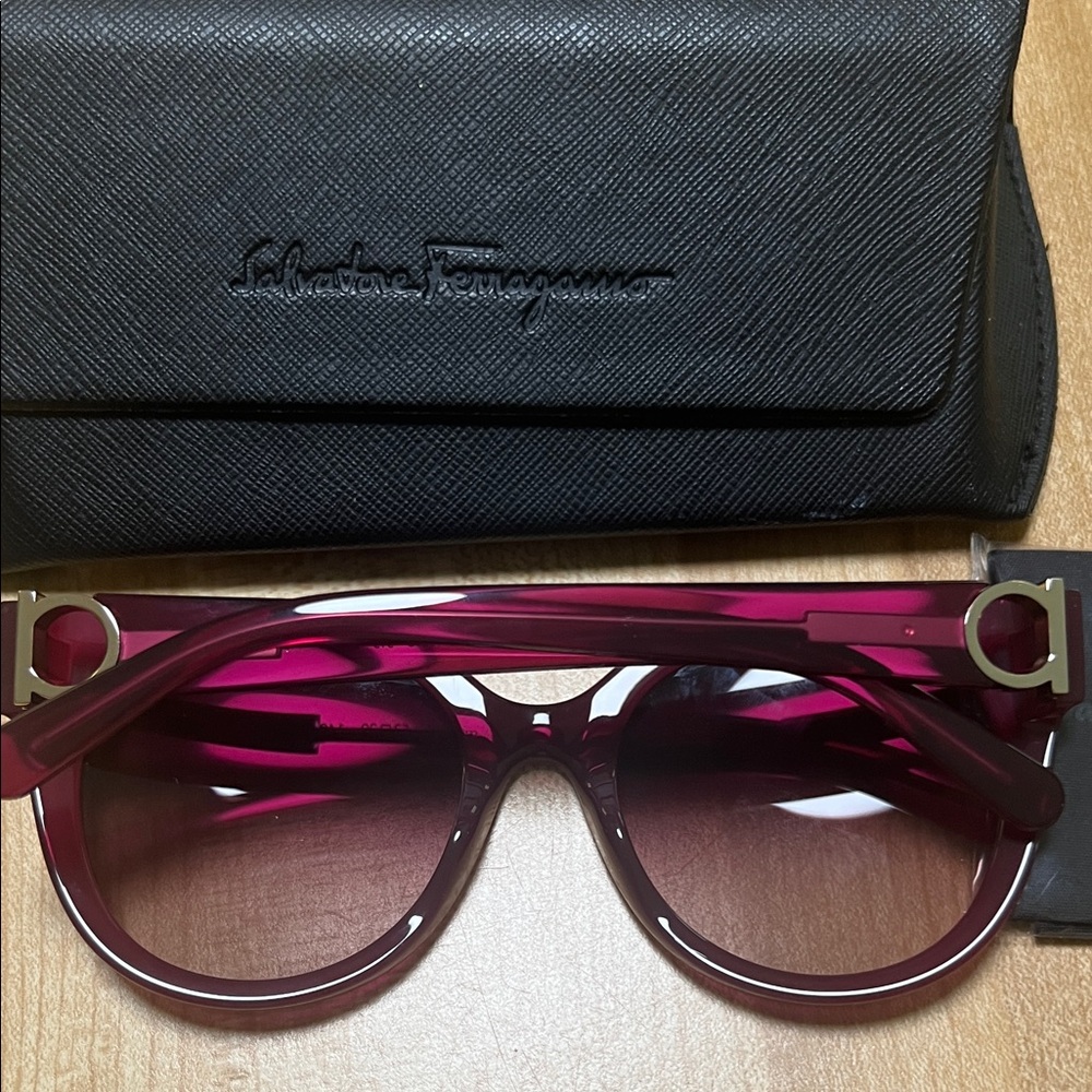 Salvatove Ferragamo Chic Burgundy Sunglasses - Picture 10 of 13